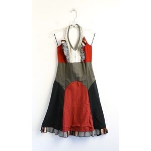 Creations Encore boho dress XS summer knee length V-neck peasant cottage upcycle